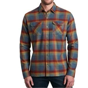 Kuhl Dillingr Flannel Button Down Shirt Mens Large Plaid Western Casual Outdoor